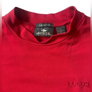 Antigua Red Mock Neck Performance Tee Men’s Large Focus Embroidered